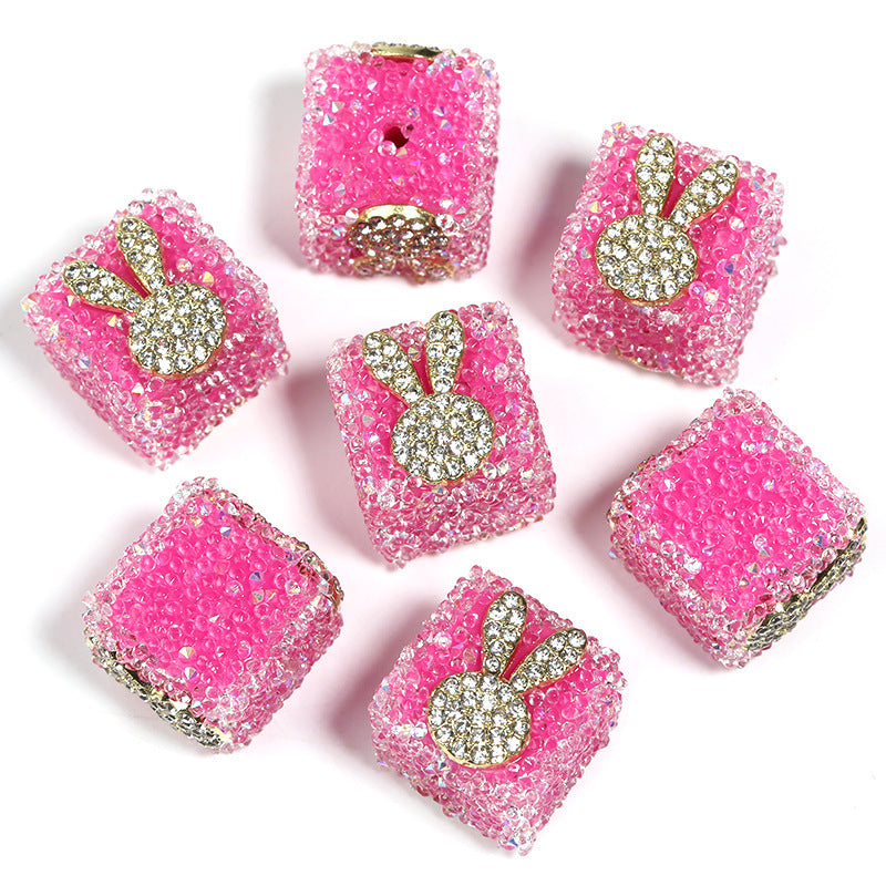 Wholesale  5pcs Colorful soft candy double-sided heart bow Acrylic Beads