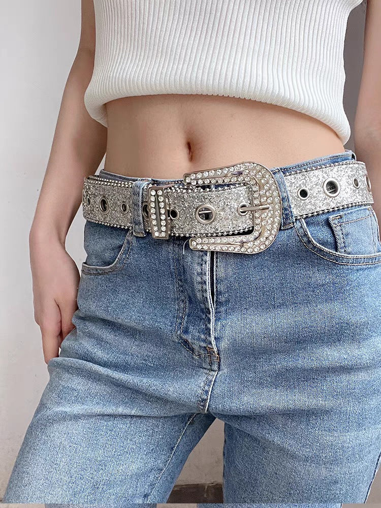 Wholesale Multicolor Rhinestone Belt Sequin Casual Jeans Belt