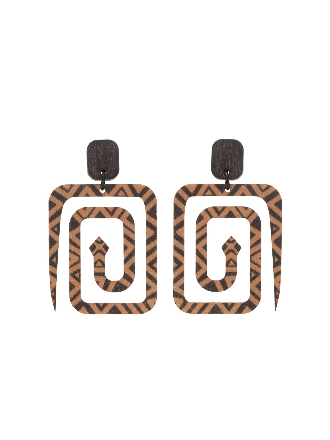 Wholesale Vintage Western Wood Print Leopard Leaf Pattern Earrings