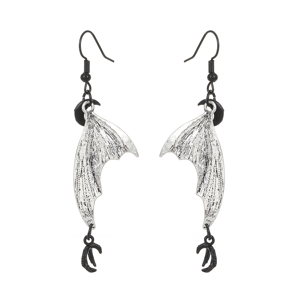Wholesale Halloween Retro Gothic Bat Wings Alloy Earrings