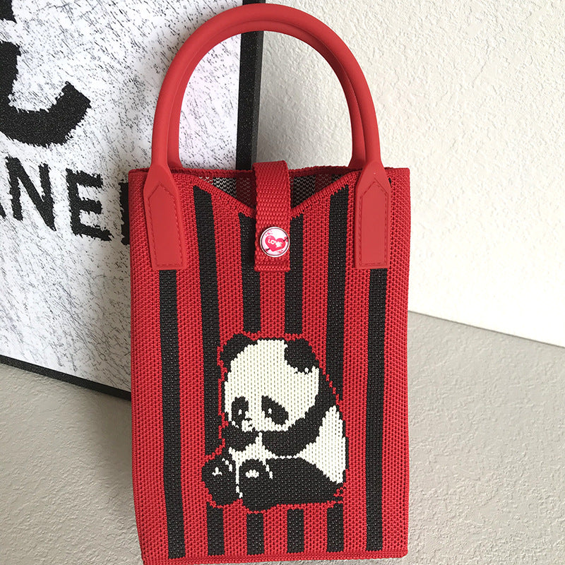 Wholesale Panda Shoulder Crossbody Hand-held Knitted Bag