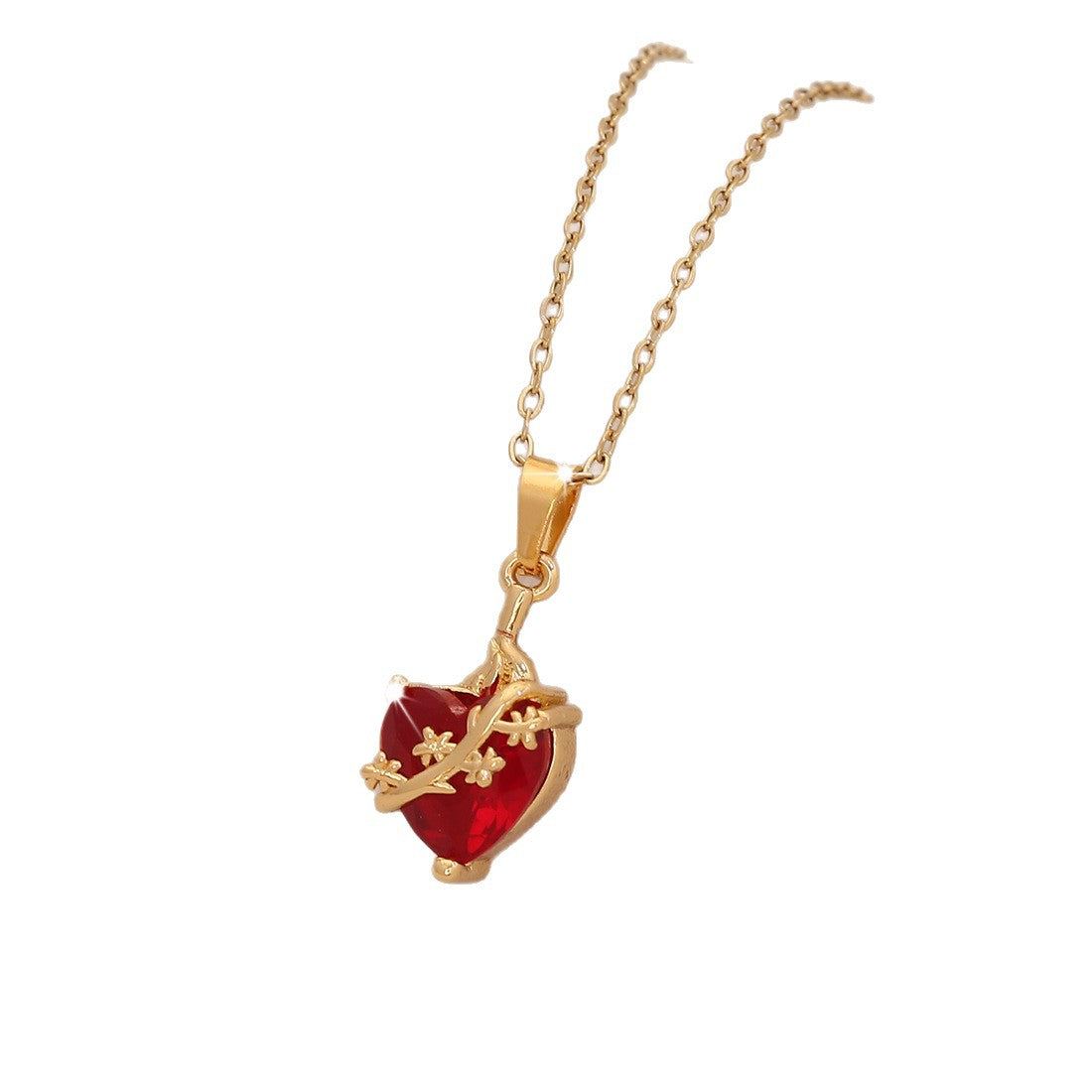 Wholesale  Red Love Pendant Necklace Light Luxury Stainless Steel Clavicle Chain