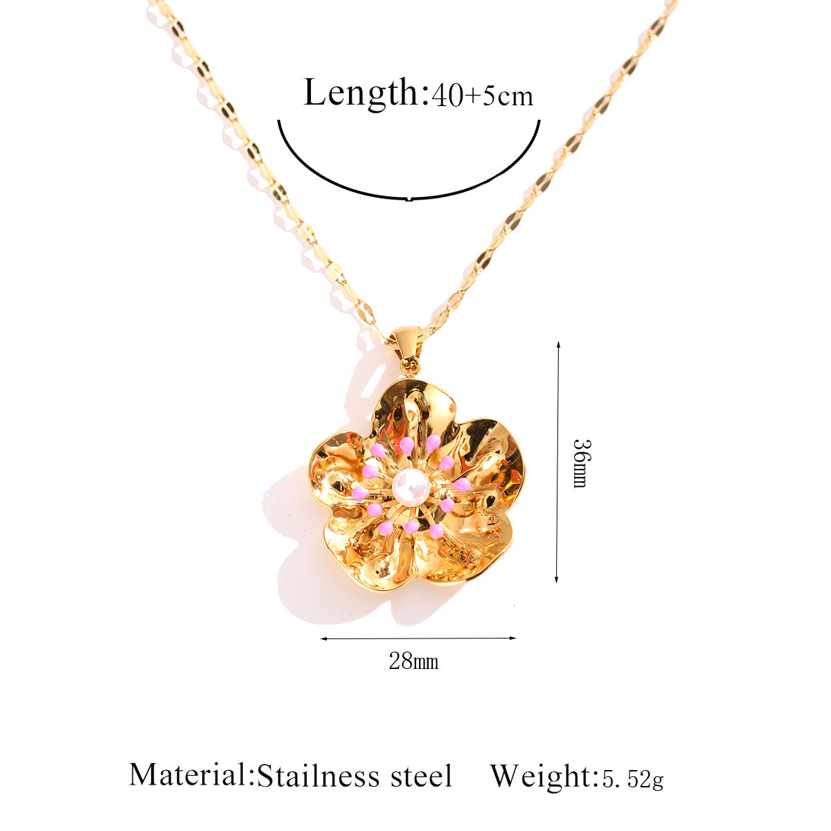 Wholesale gold flower necklace stainless steel plated pendant light luxury necklace