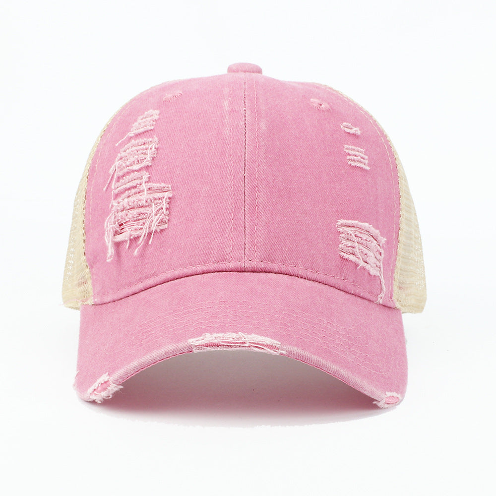 Wholesale Retro Solid Color Light Plate Hole Washed Sunshade Hat