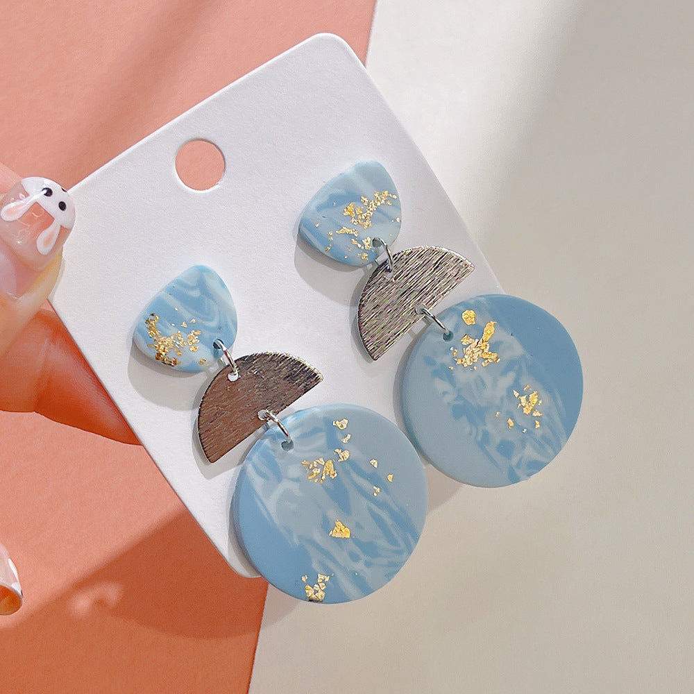 Wholesale Starry Sky sy Soft Ceramic Geometric Splicing Earrings