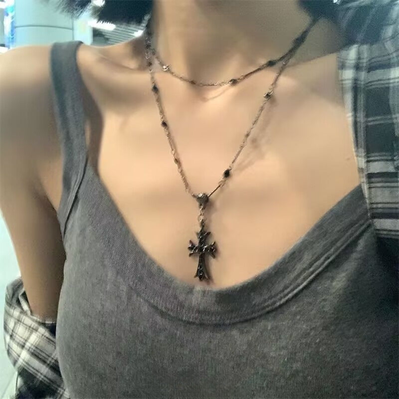 Wholesale Cross long necklace clavicle chain