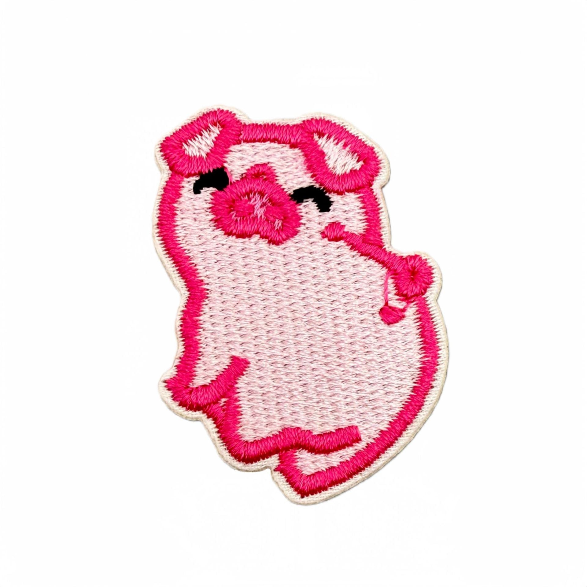 Wholesale Fashion Cartoon Pink Pig Iron On Embroidery Patch Polyester Fabric For Kids Clothing DIY