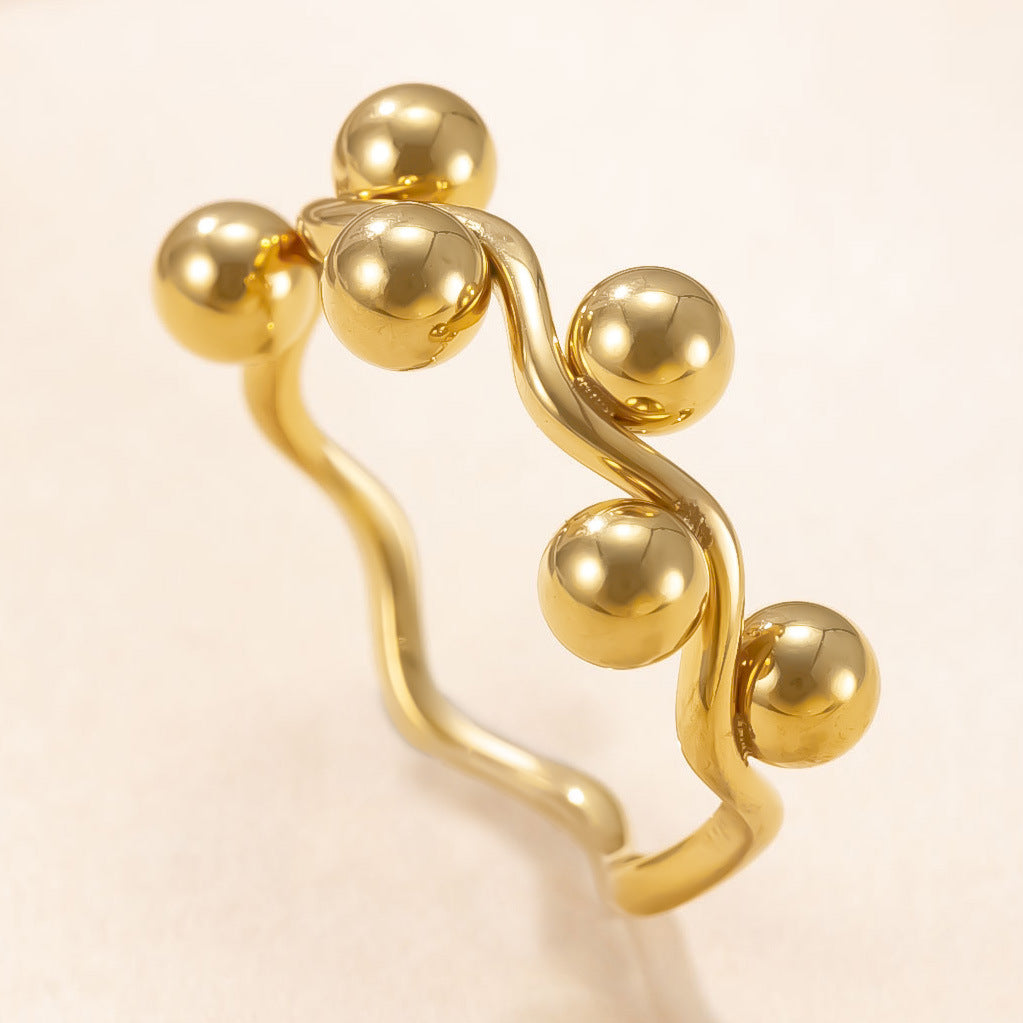 Wholesale Stainless Steel Ring Wave Bead Ring