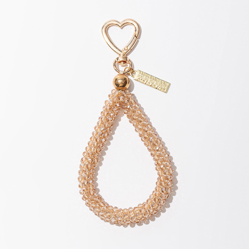 Wholesale Water drop keychain bag hand strap handmade beaded small pendant key charm