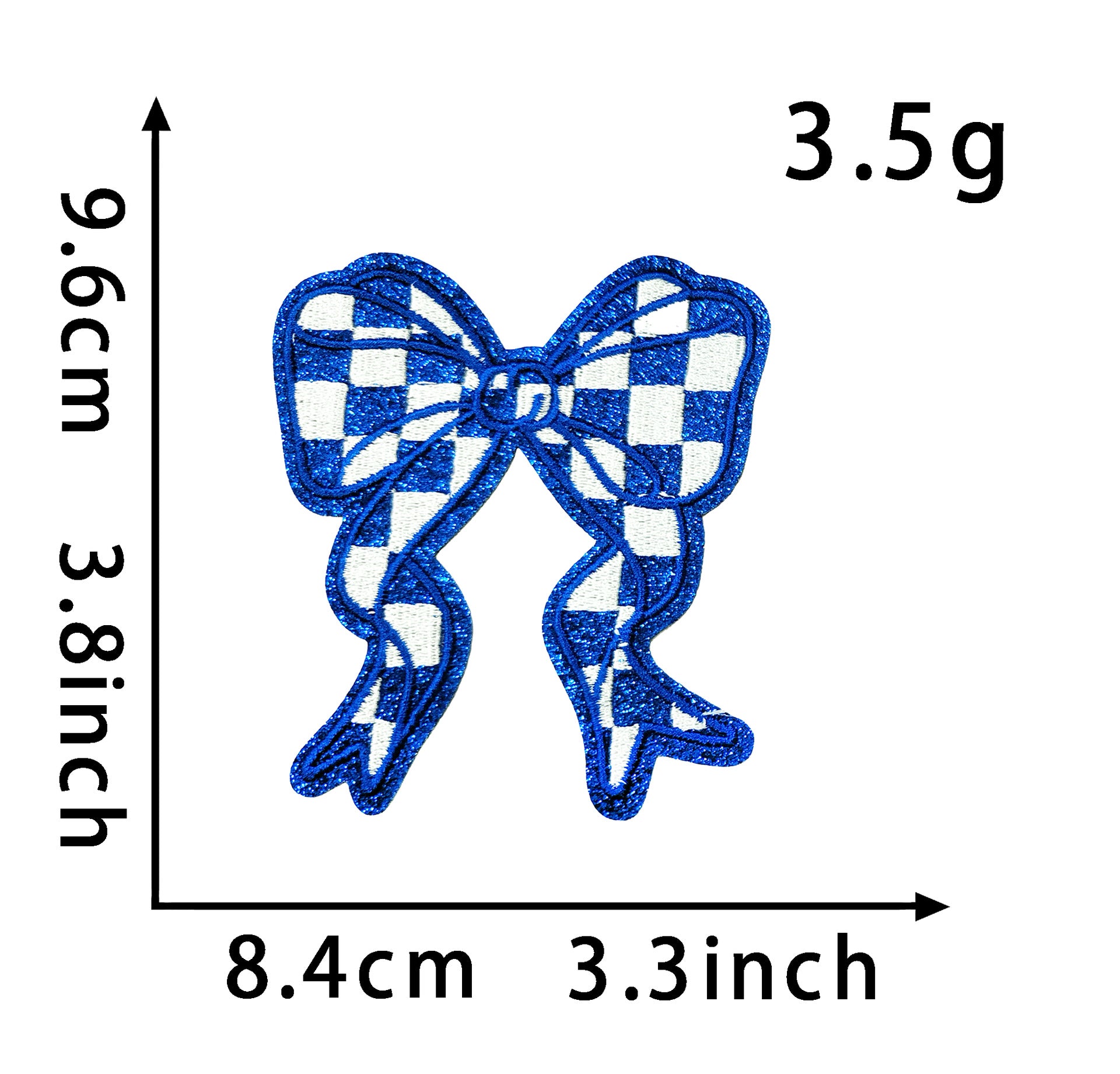 Wholesale Polyester Embroidered Plaid Bow Patches DIY Iron On Back Adhesive Craft Supply For Clothing