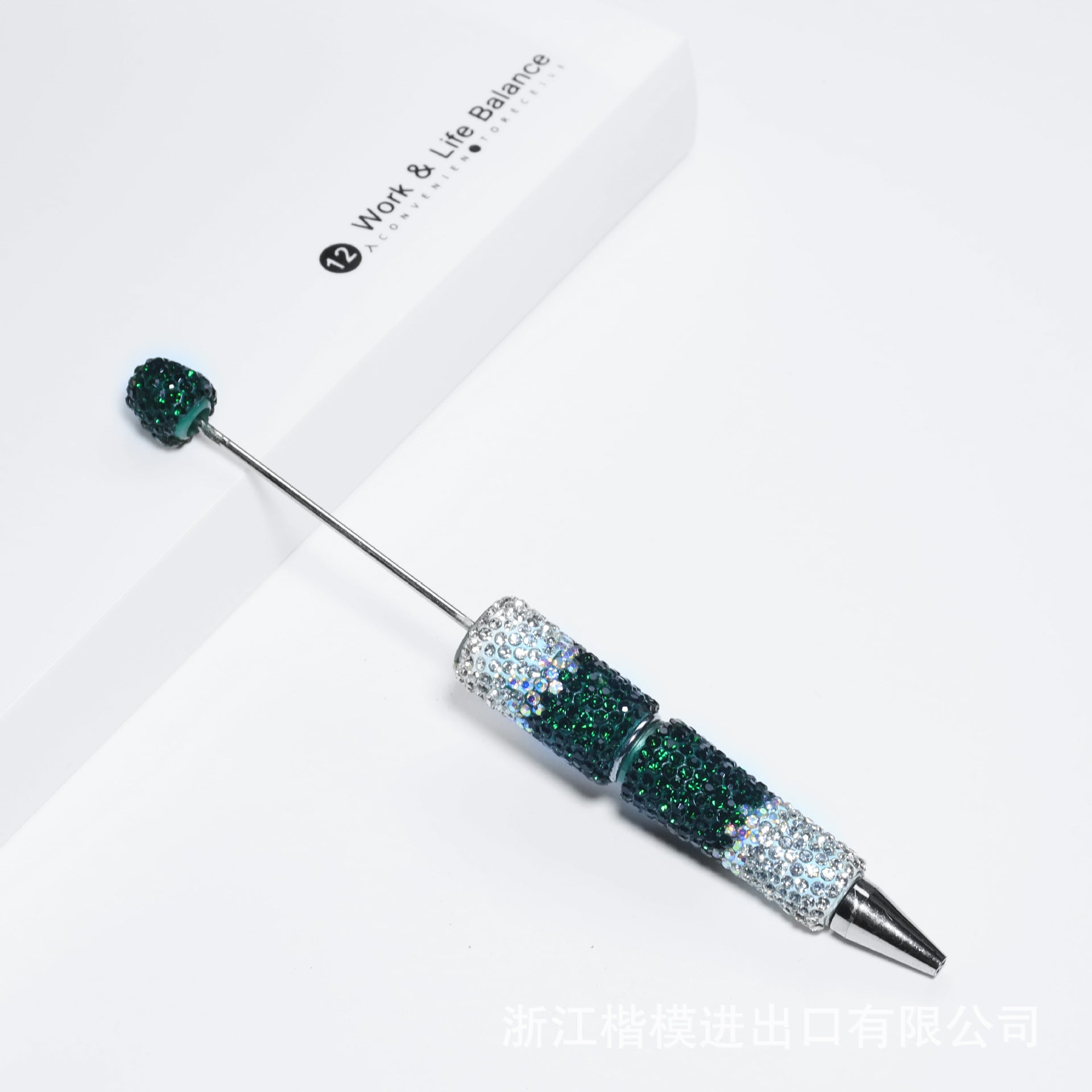 Wholesale 5pcs Beadable Pens Heavy Duty Diamond Inlaid Plastic Ballpoint Pen with Diamond