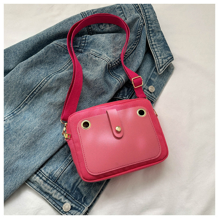 Wholesale Contrasting Color Cute Simple Canvas Shoulder Bag