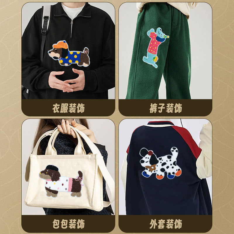 Wholesale 10pcs Sausage Dog Embroidery Large Cartoon Embroidery DIY Patches