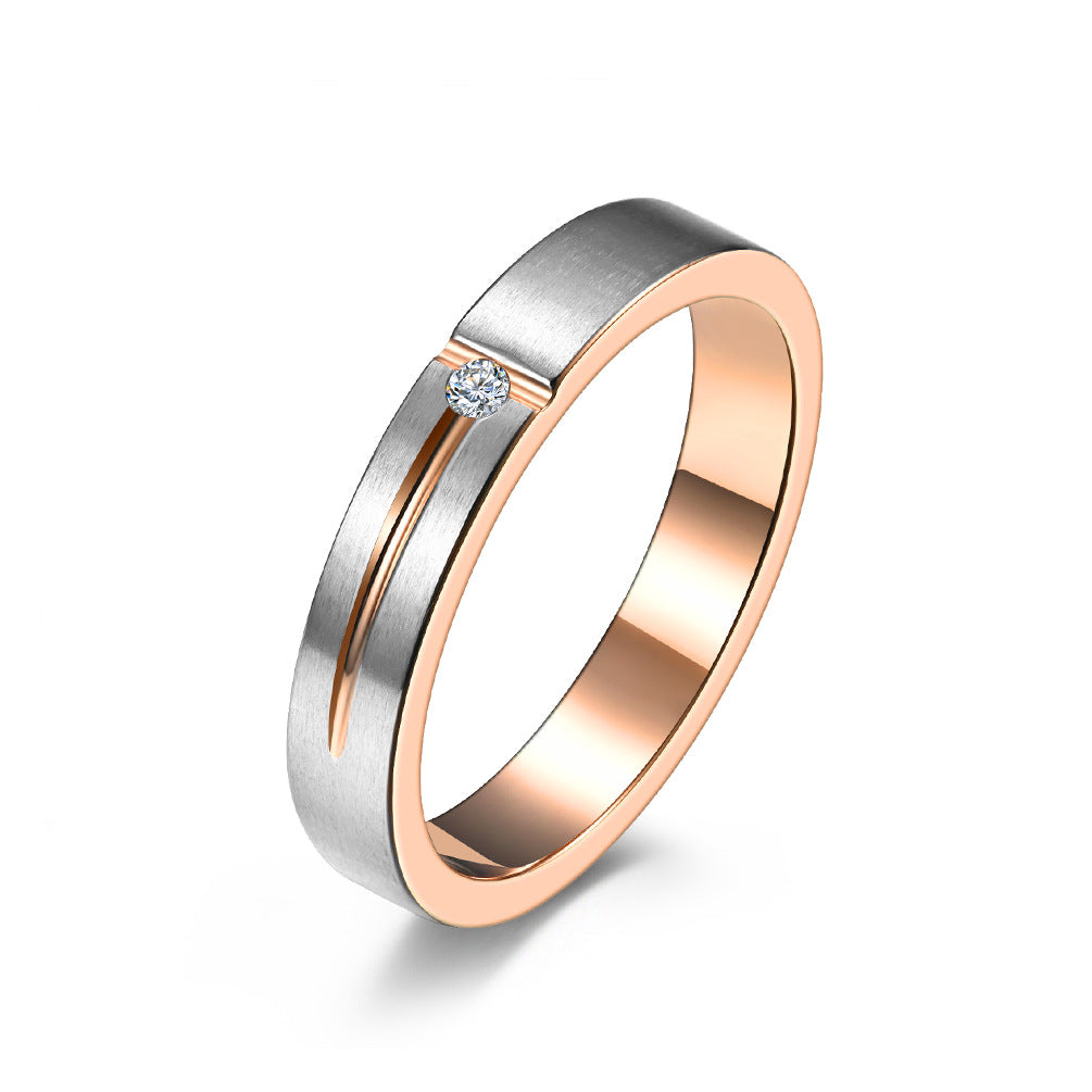 Wholesale T-shaped matte diamond titanium steel ring