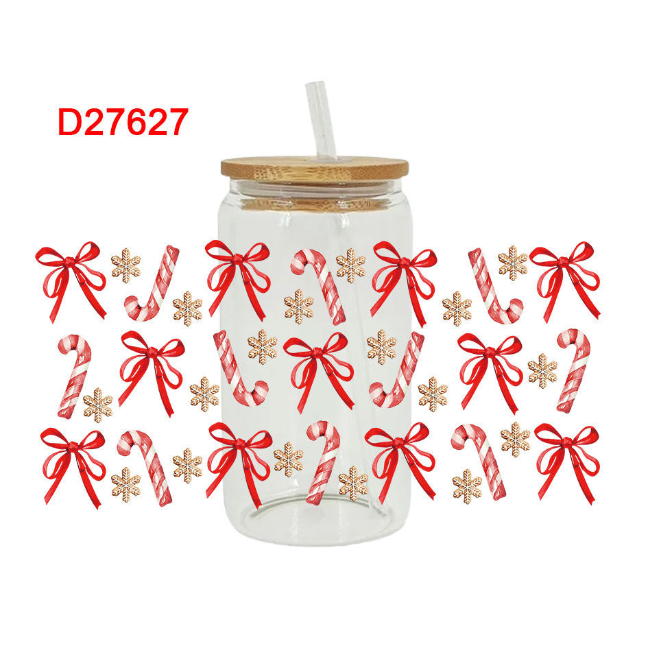 Wholesale UV Transfer Paste Glass Crystal Label 16oz Cup UV DTF Wraps 23cmX11cm