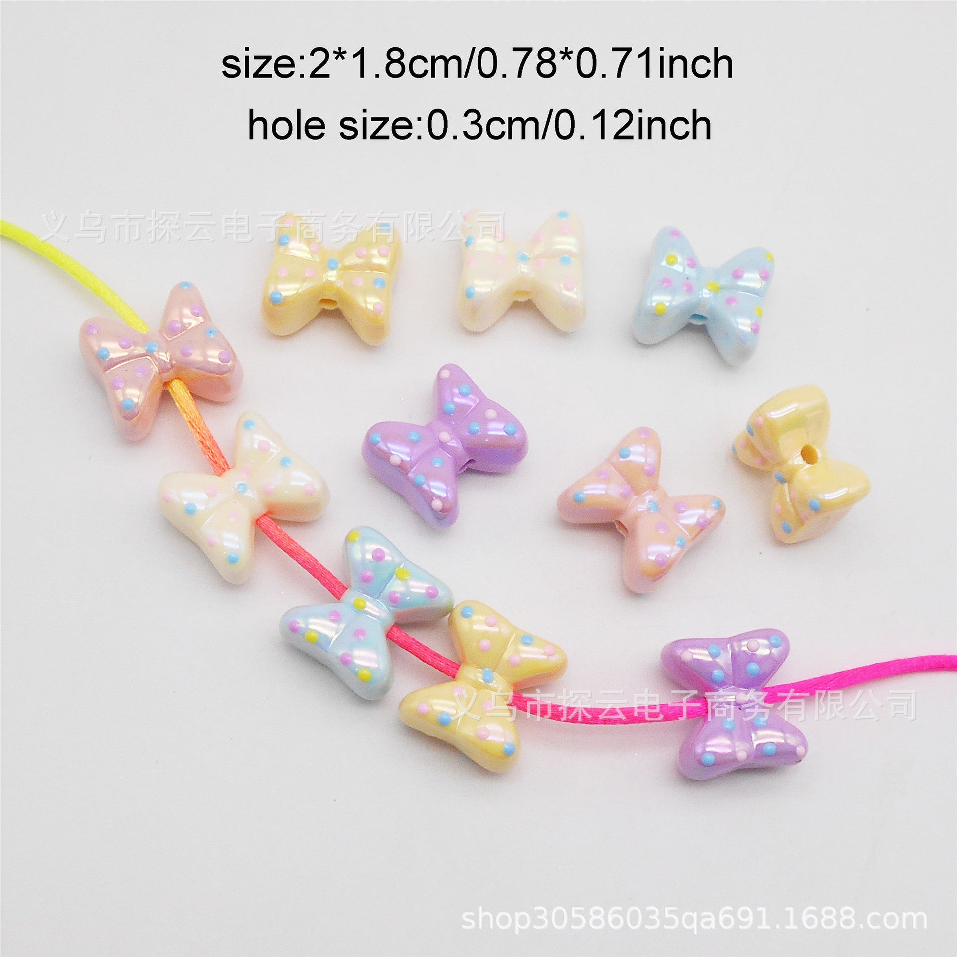 Wholesale 10pcs Plated Cartoon Bow Loose Acrylic Beads