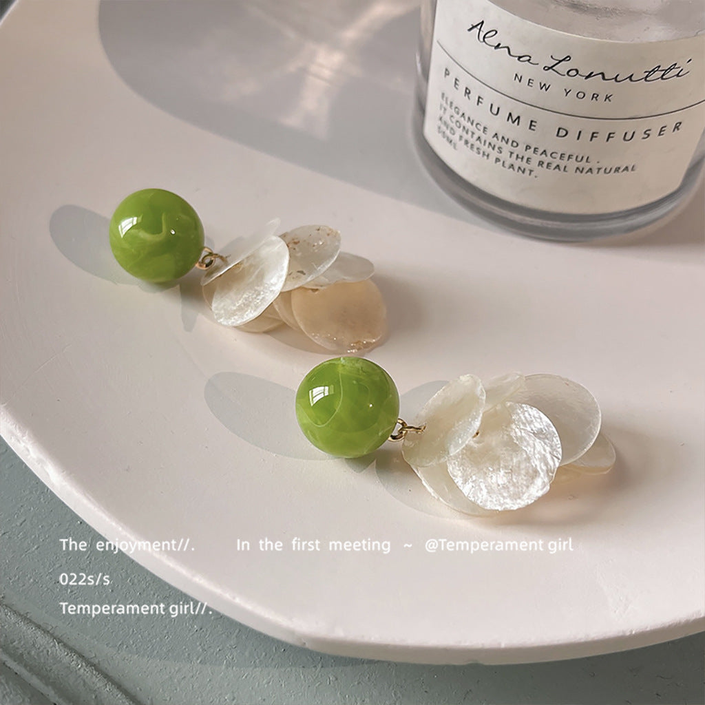 Wholesale Forest-style fresh natural shell 925 silver needle handmade earrings