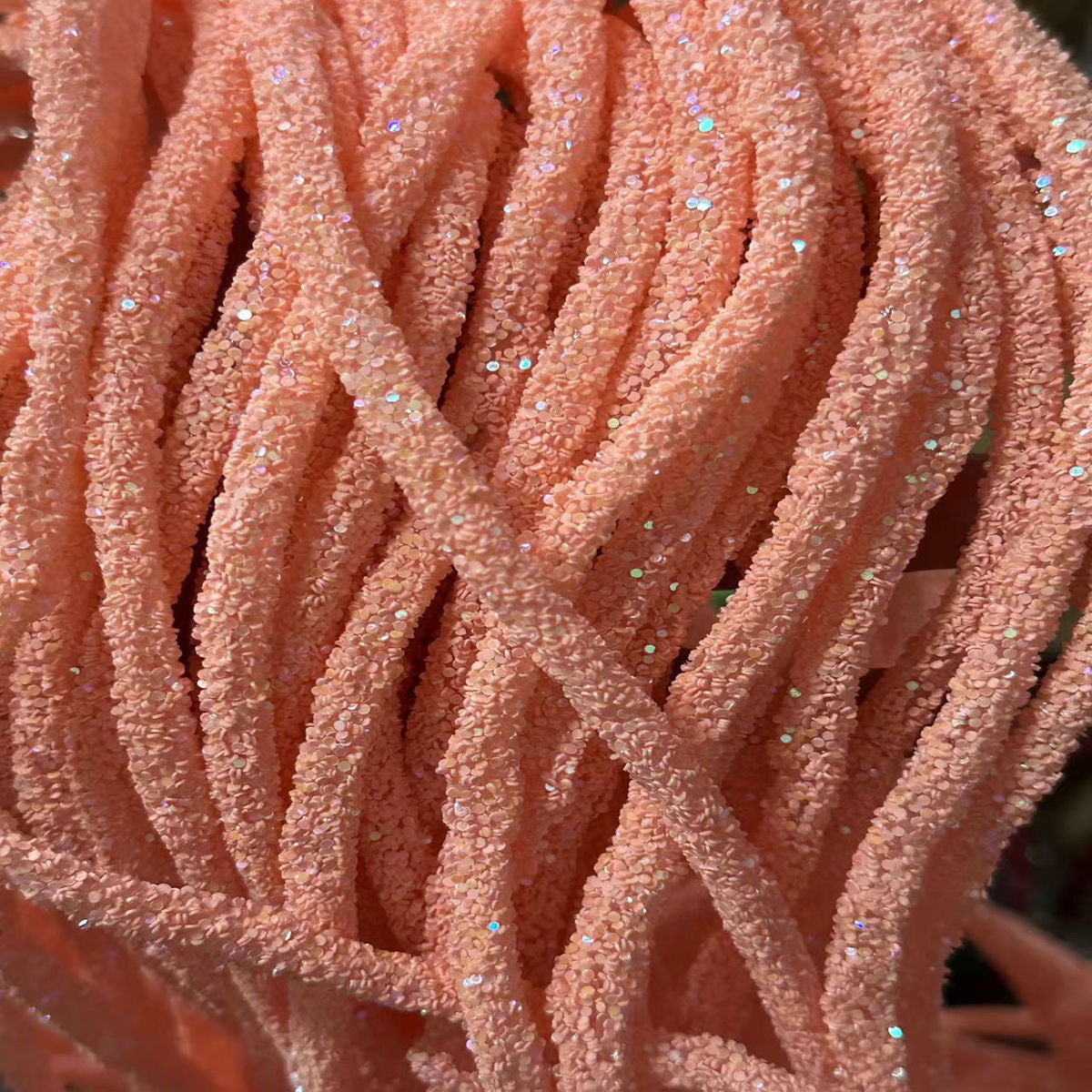 Wholesale  Diy seven-color sequin drill pipe glitter powder rope with rubber hose rainbow shoes and hats drill decorative rope jewelry