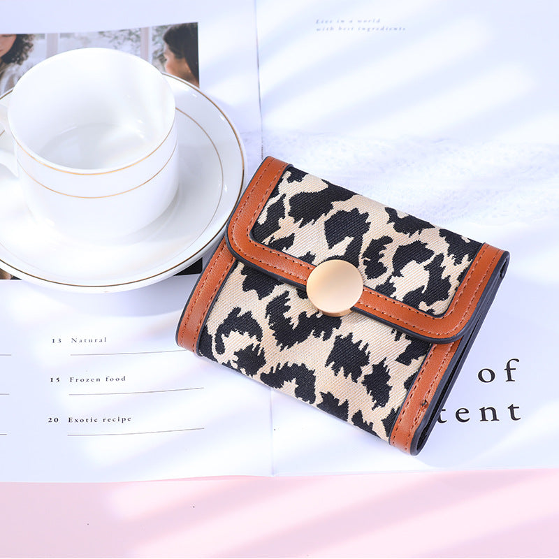 Wholesale PU Leopard Print Short Portable Wallet