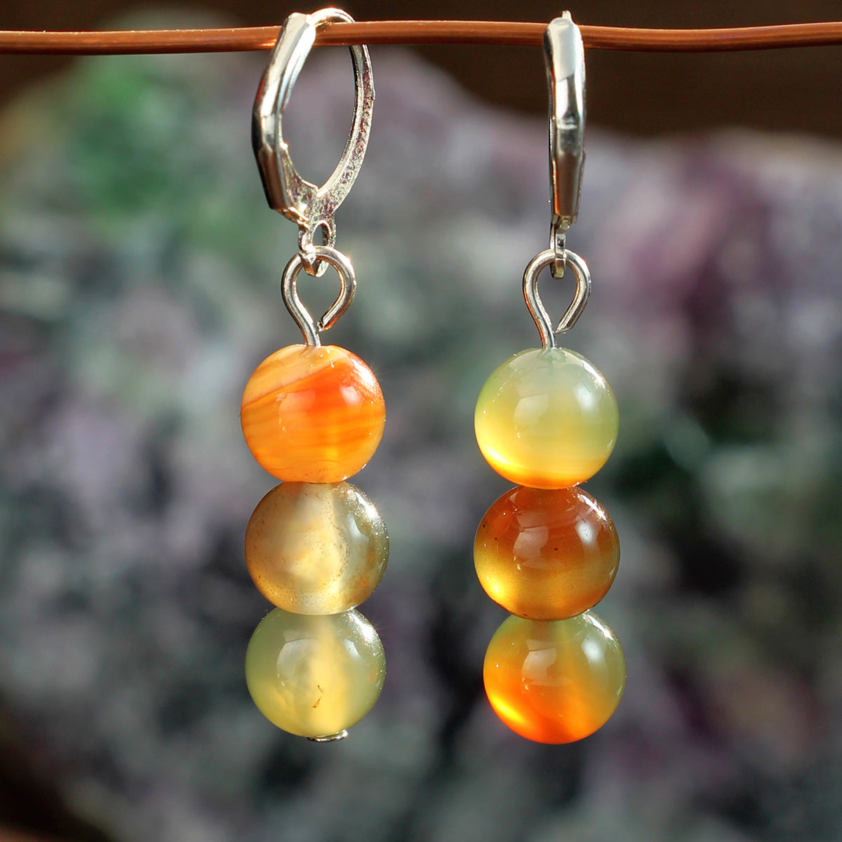 Wholesale Bohemian style natural stone earrings