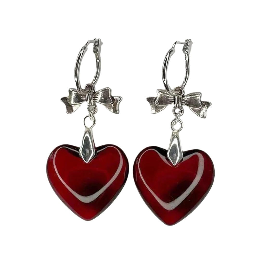Wholesale Gothic Dark Bow Heart Earrings