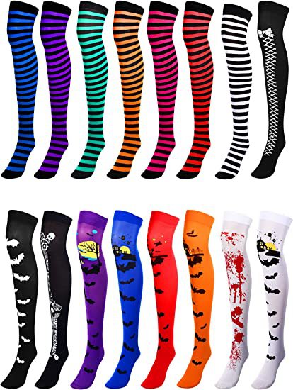 Wholesale Christmas Halloween Over-the-Knee Striped Socks