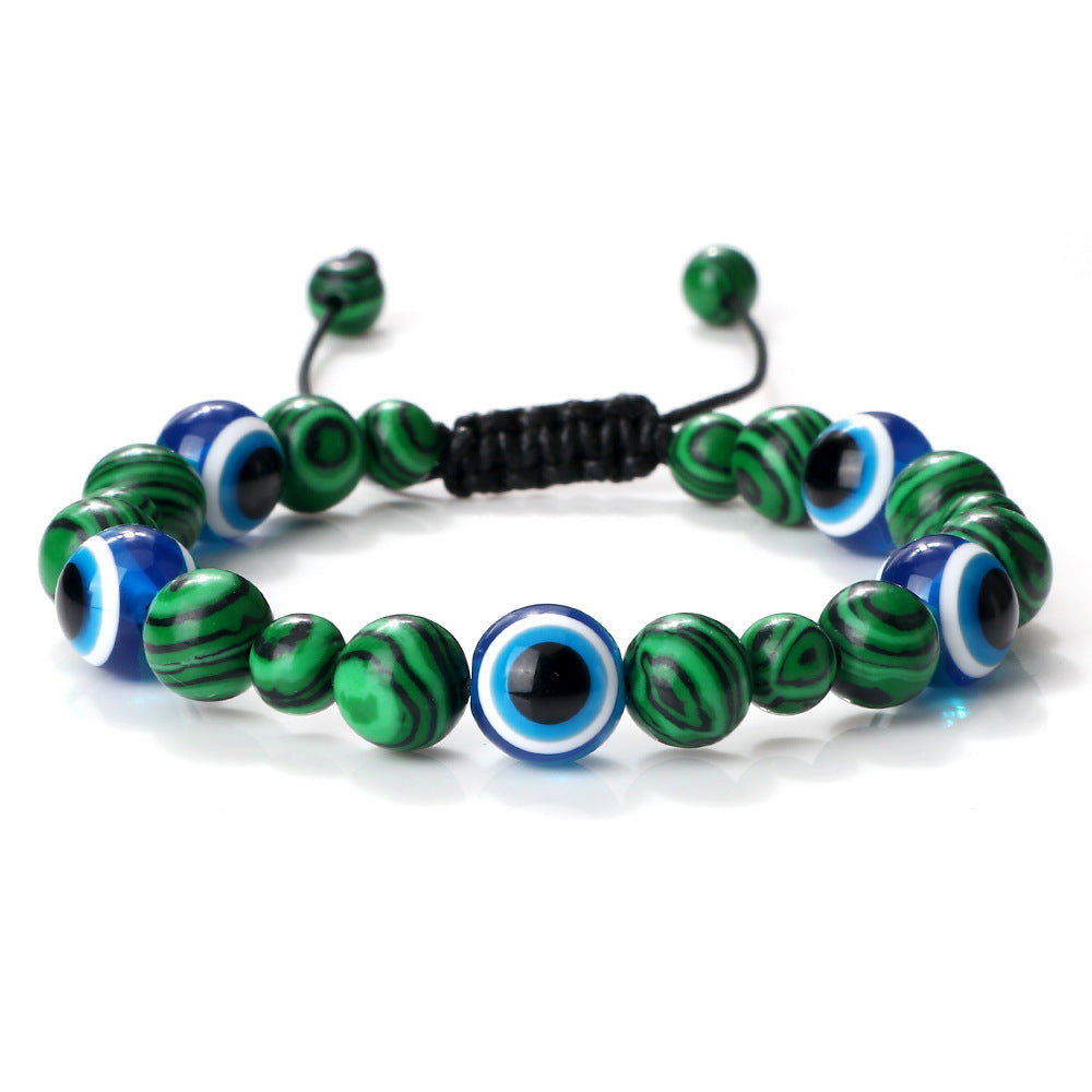 Wholesale  Jewelry Accessories 10mm Volcanic Rock Bracelet Turkey Devil' s Eye Beaded Hand Rope Adjustable
