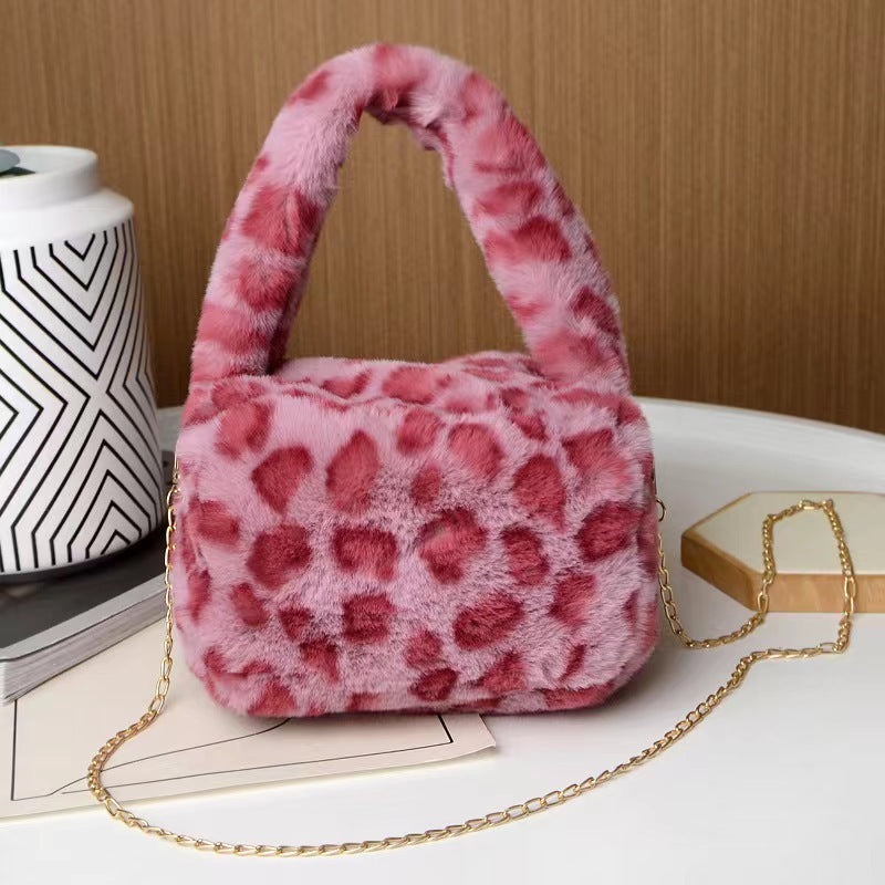 Wholesale 2023 Autumn and Winter New Leopard Plush Bag