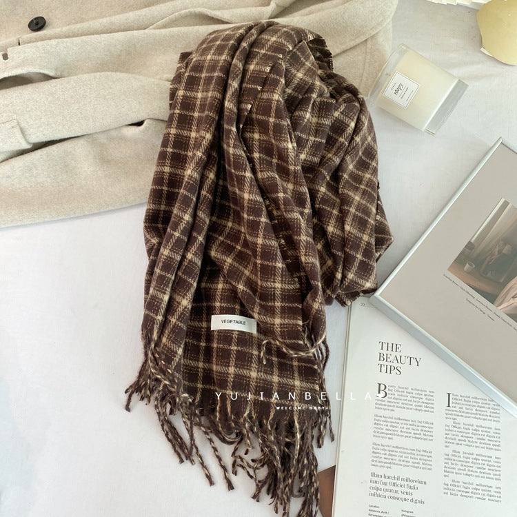 Wholesale Winter Polyester Plaid Imitation Cashmere Thickened Warm Scarf