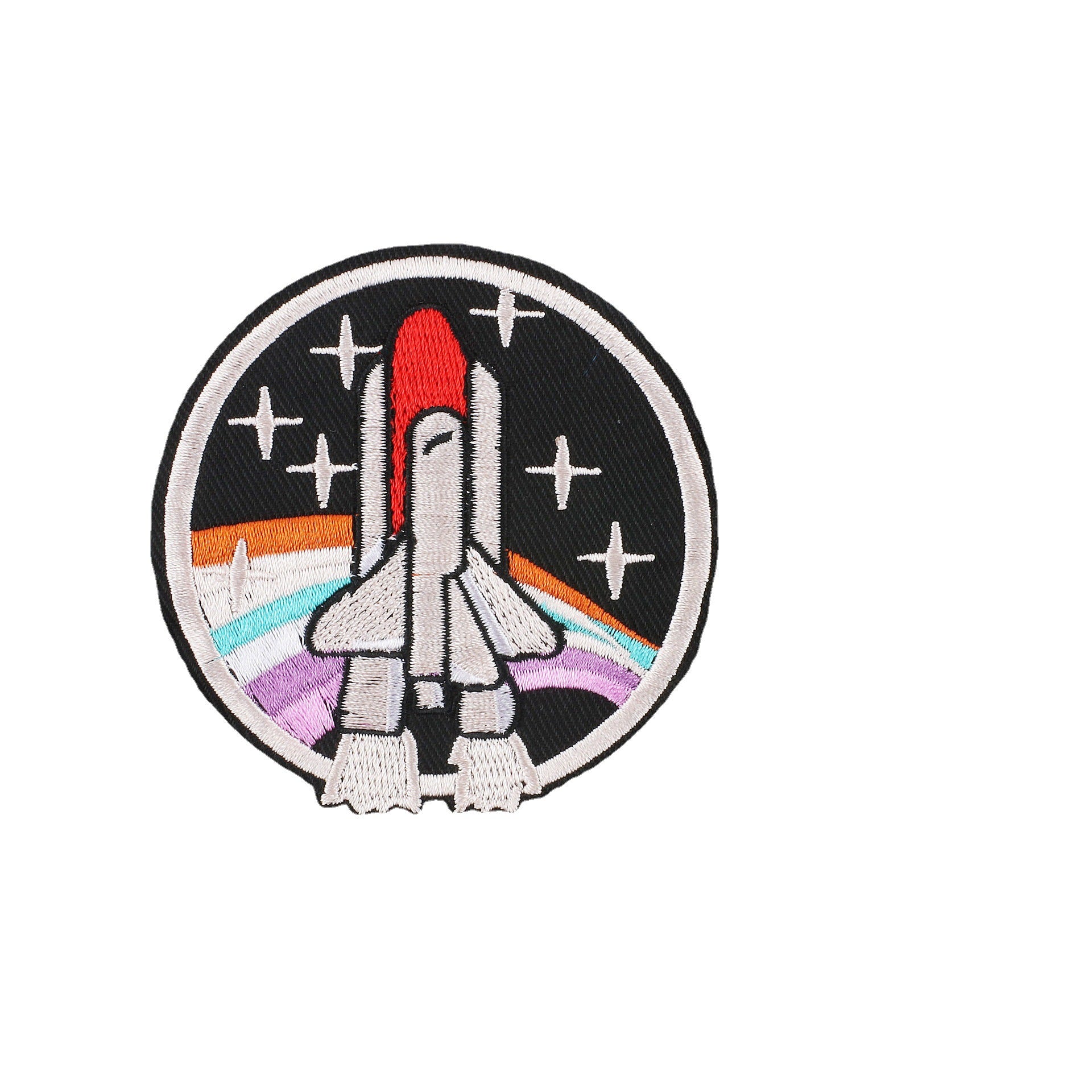 Wholesale Trendy Cartoon Rocket Embroidery Patches Polyester Sew On Space Badge For Clothing DIY Craft