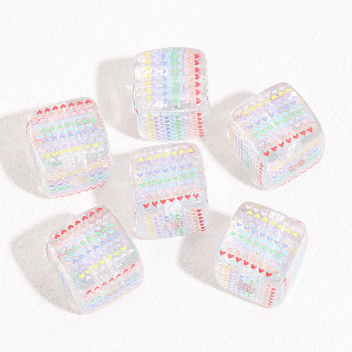 Wholesale 10pcs 14mm transparent rainbow square acrylic beads