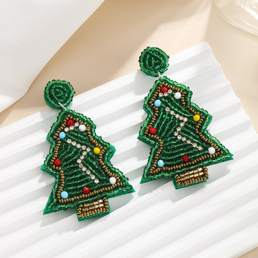 Wholesale Christmas Fabric Beads Hand Stitched Earrings