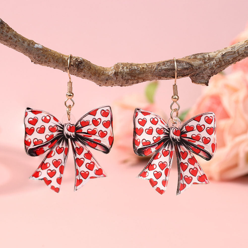 Wholesale Valentine' s Day Love Bow  Acrylic Earrings