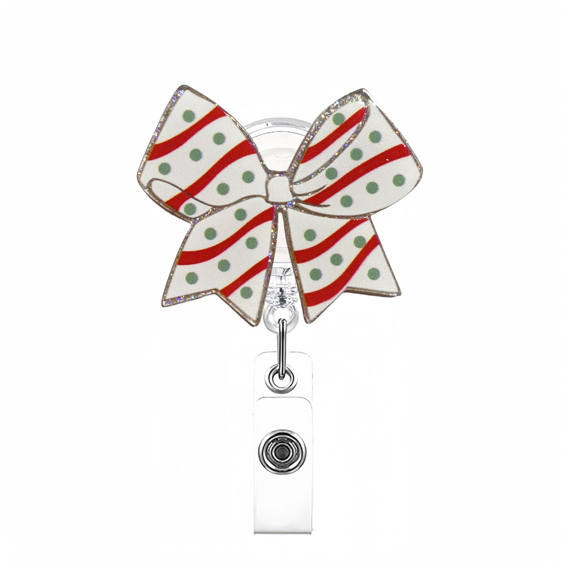 Wholesale  glitter acrylic pink bow staff doctor nurse medical student retractable chest card holder easy pull buckle