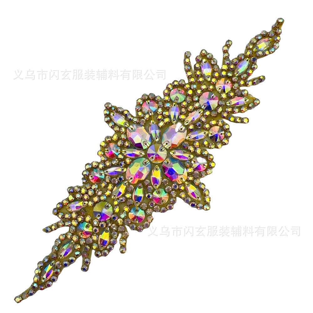 Wholesale Multi colored glass diamond flower water diamond DIY Patches