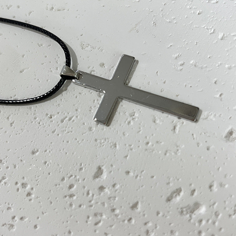 Wholesale Cross Black Rope Necklace Retro Alloy Pendant Jewelry