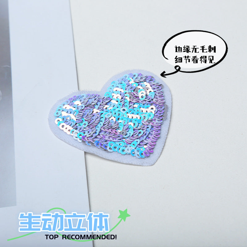 Wholesale 10pcs Multi colored love sequins cartoon embroidery DIY Patches