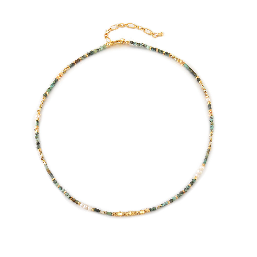 Wholesale New Natural Freshwater Pearl Turquoise Handmade Beaded Necklace Original Design