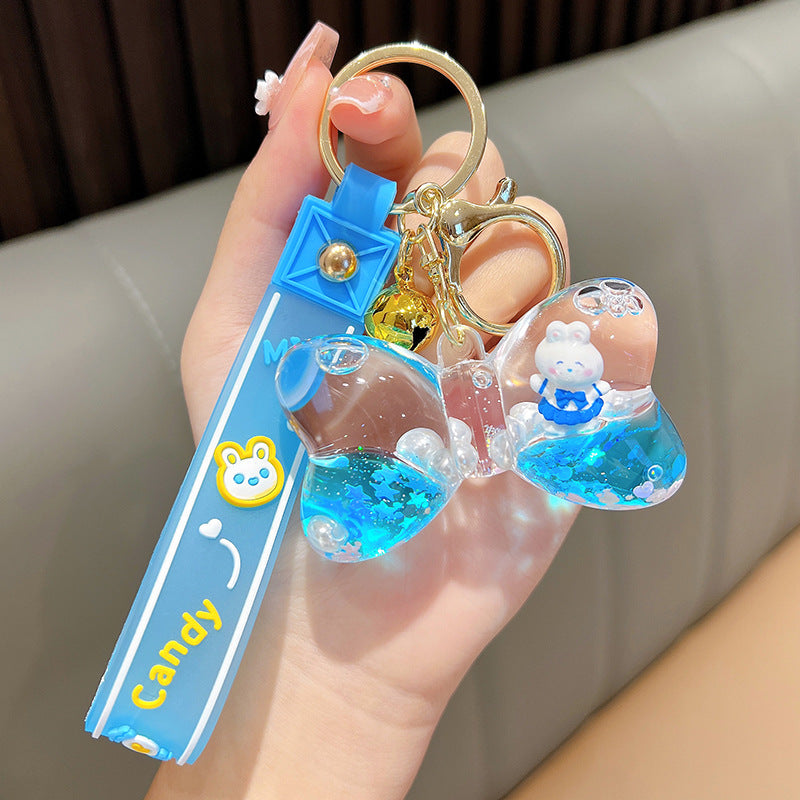 Wholesale New Year Creative Cartoon Bow Quicksand Bottle Bunny Keychain