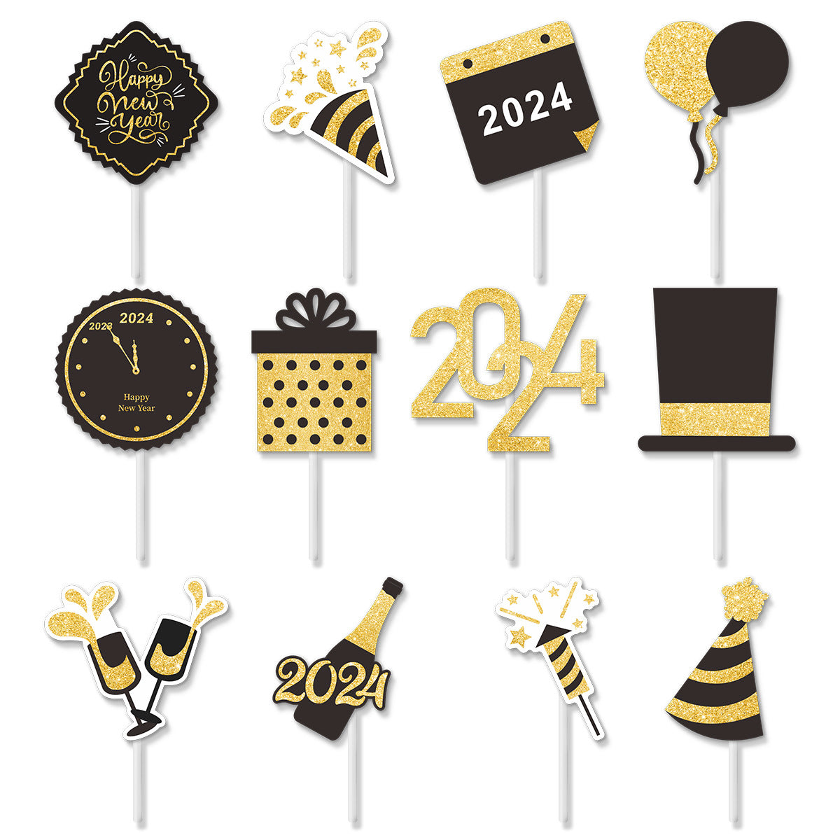 Wholesale 2024 New Year's Day Party Paper Cake Decoration Plugins