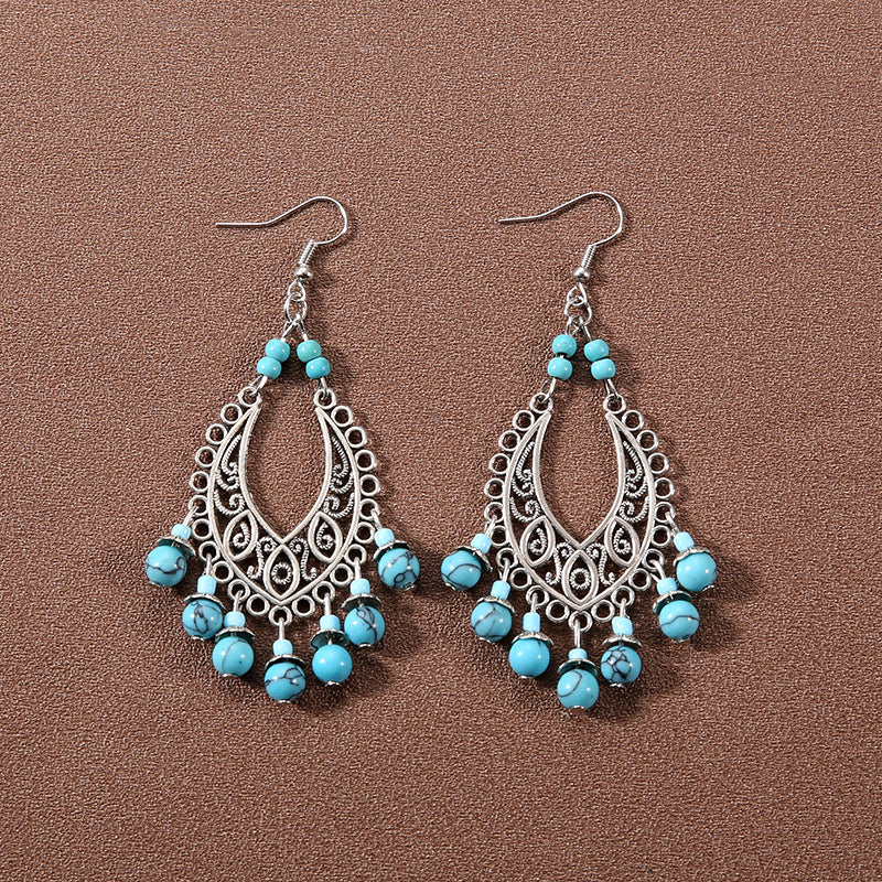 Wholesale Bohemian Tassel Turquoise Vintage Earrings