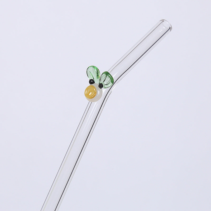Wholesale Colorful Heart Flower Glass Straws
