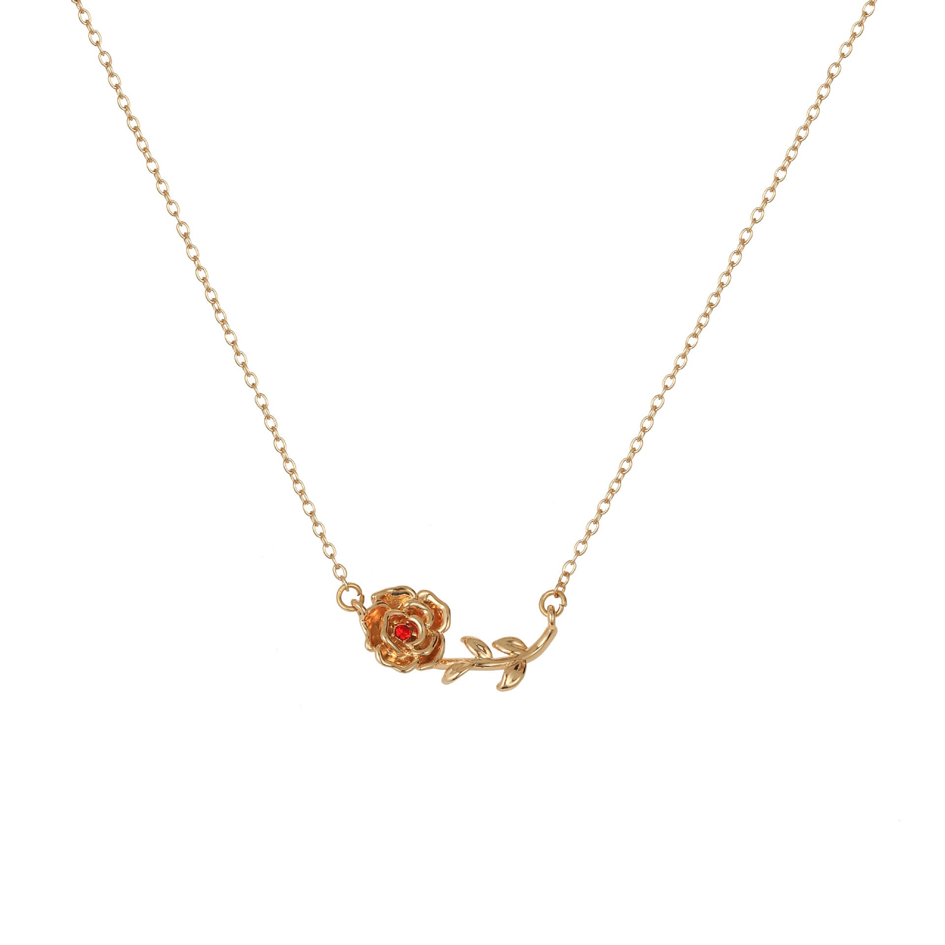 Wholesale 3D December Birth Flower Pendant Necklace Gold Plated Copper Decorative Jewelry Accessory