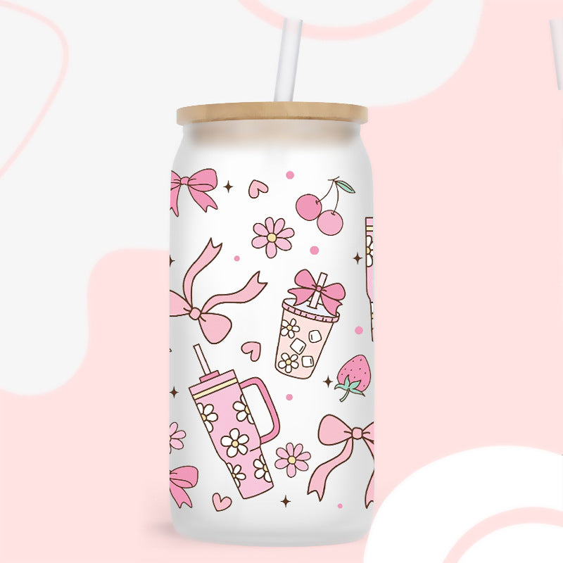 Wholesale  Butterfly Knot Dessert Beverage 16oz Cup UV DTF Wraps