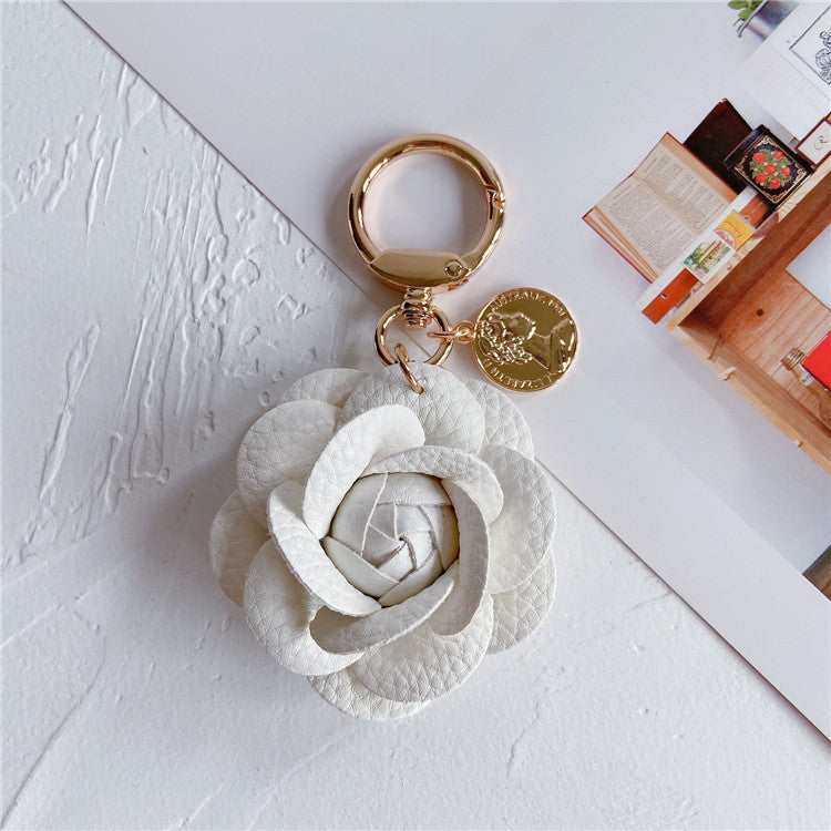 Wholesale Fashion leather Camellia car keychain