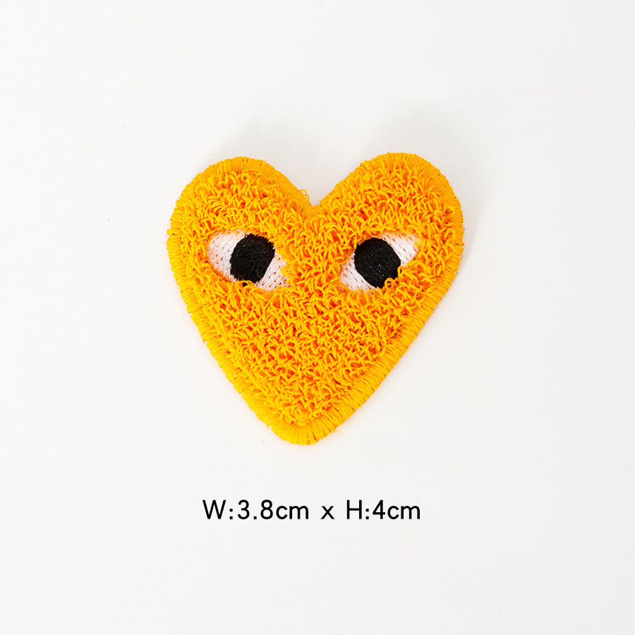 Wholesale Heart Eyes Embroidered Patch Hand Sewn DIY Towel T Shirt Decoration Craft Supply