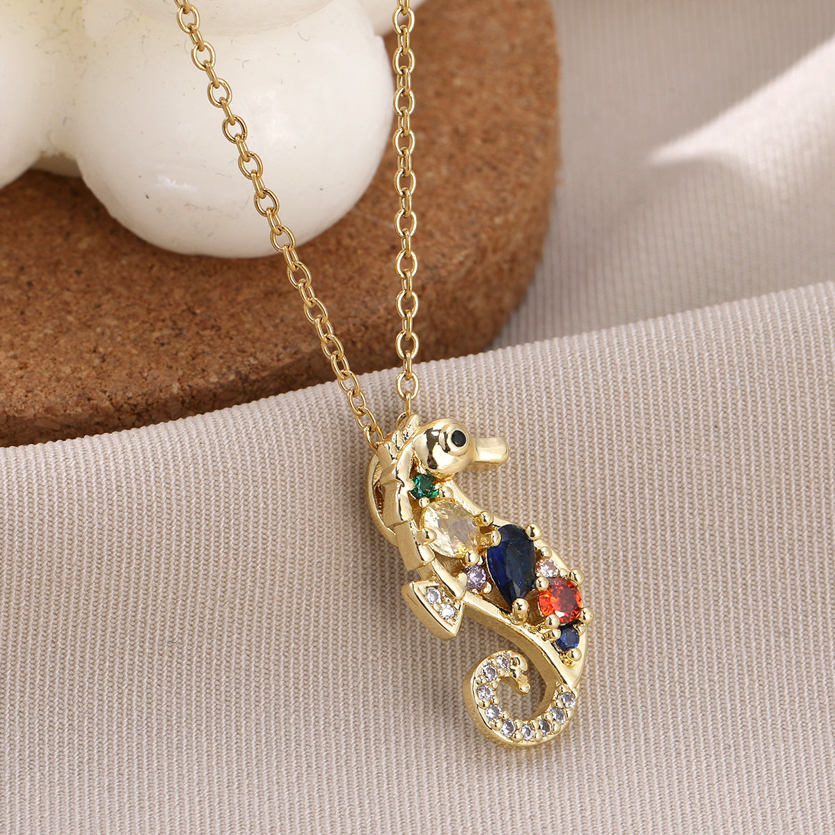 Wholesale Personality Fashion Inlaid with Colorful Zircon Marine Animal Turtle Crab Necklace