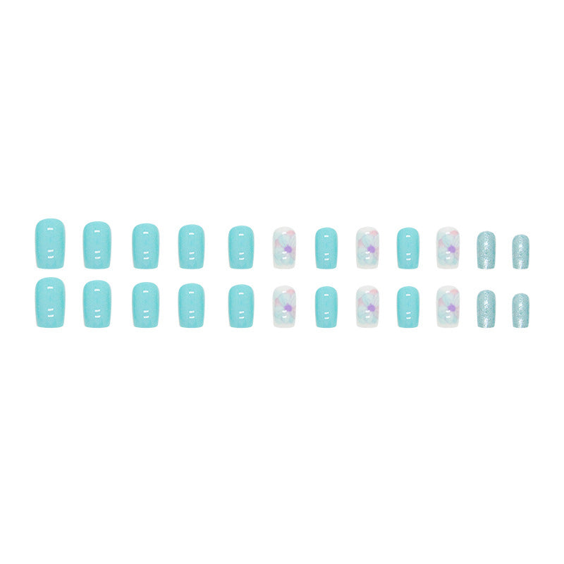 Wholesale Light Blue Haze Flower Solid Color Nail Stickers