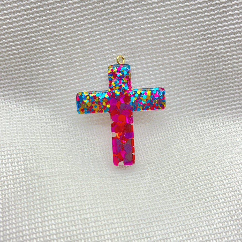 Wholesale Plastic Resin Seven Color Cross DIY Cup Chain Accessories