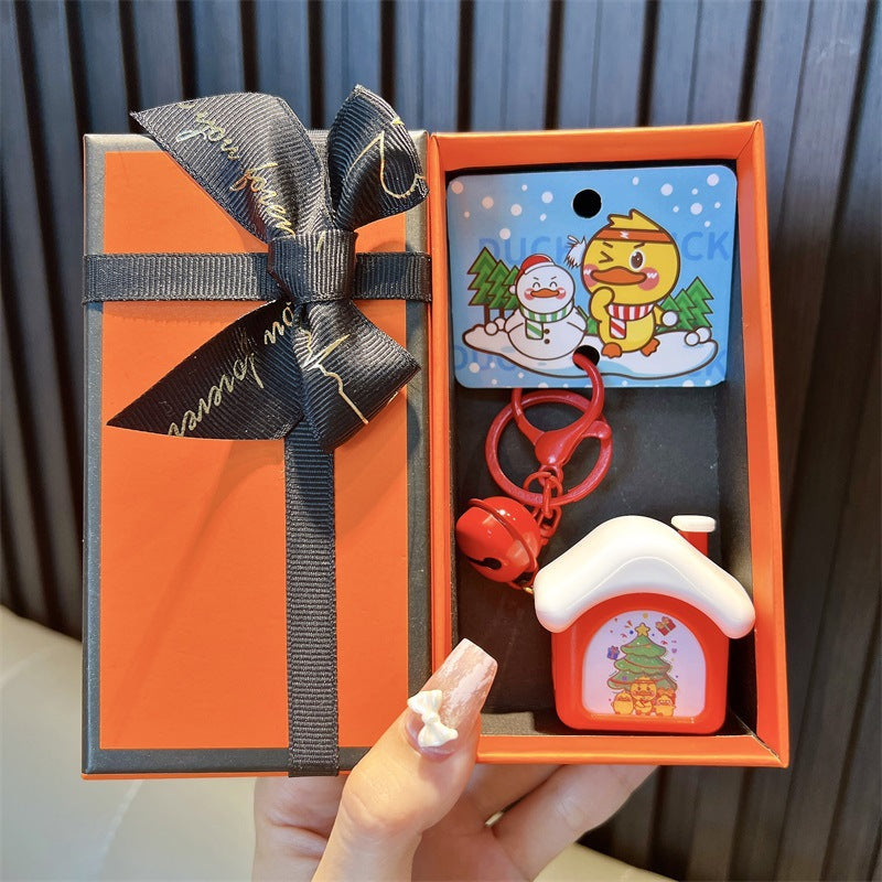 Wholesale Christmas Series Little Yellow Duck Sound Music House Luminous Night Light Keychain